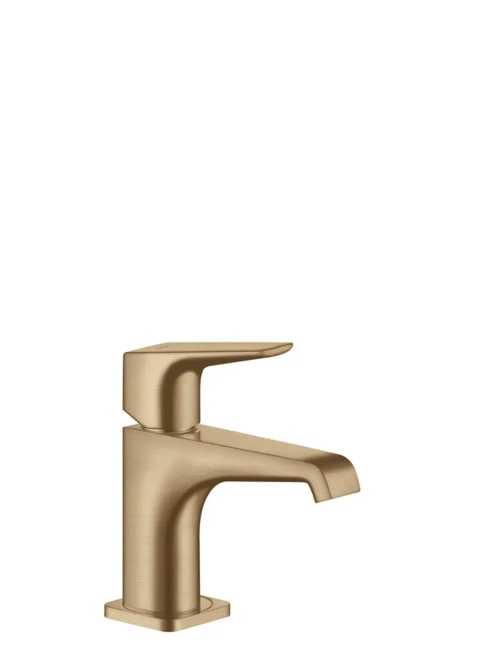 AXOR Einhebel-Waschtischmischer in Brushed Bronze mit modernem Hebelgriff und klaren Linien. Ideal für Handwaschbecken mit integrierter Ablaufgarnitur.